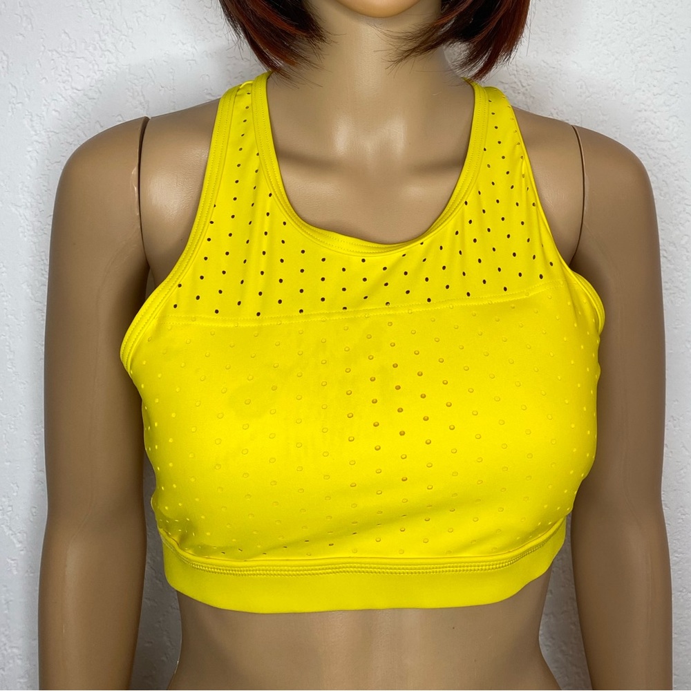 BuffBunny Allure Laser Cut Sports Bra High Impact Size M Removible Padded Yellow - Picture 2 of 9